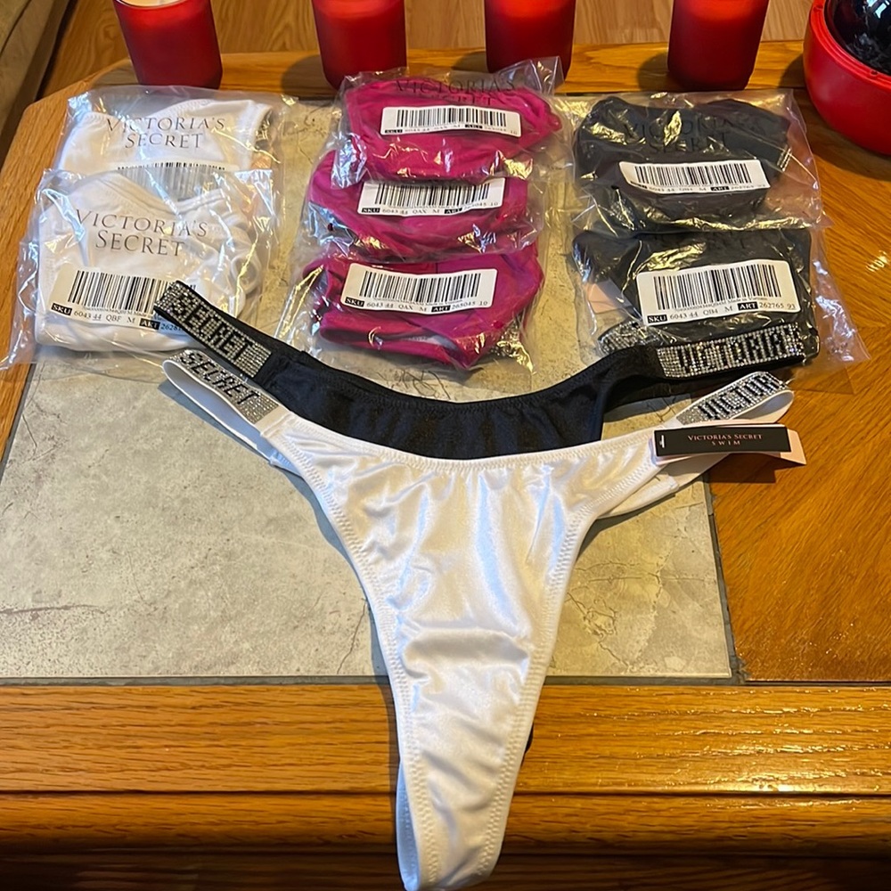 - Victoria secret bling swim thongs size medium new with tags in bags